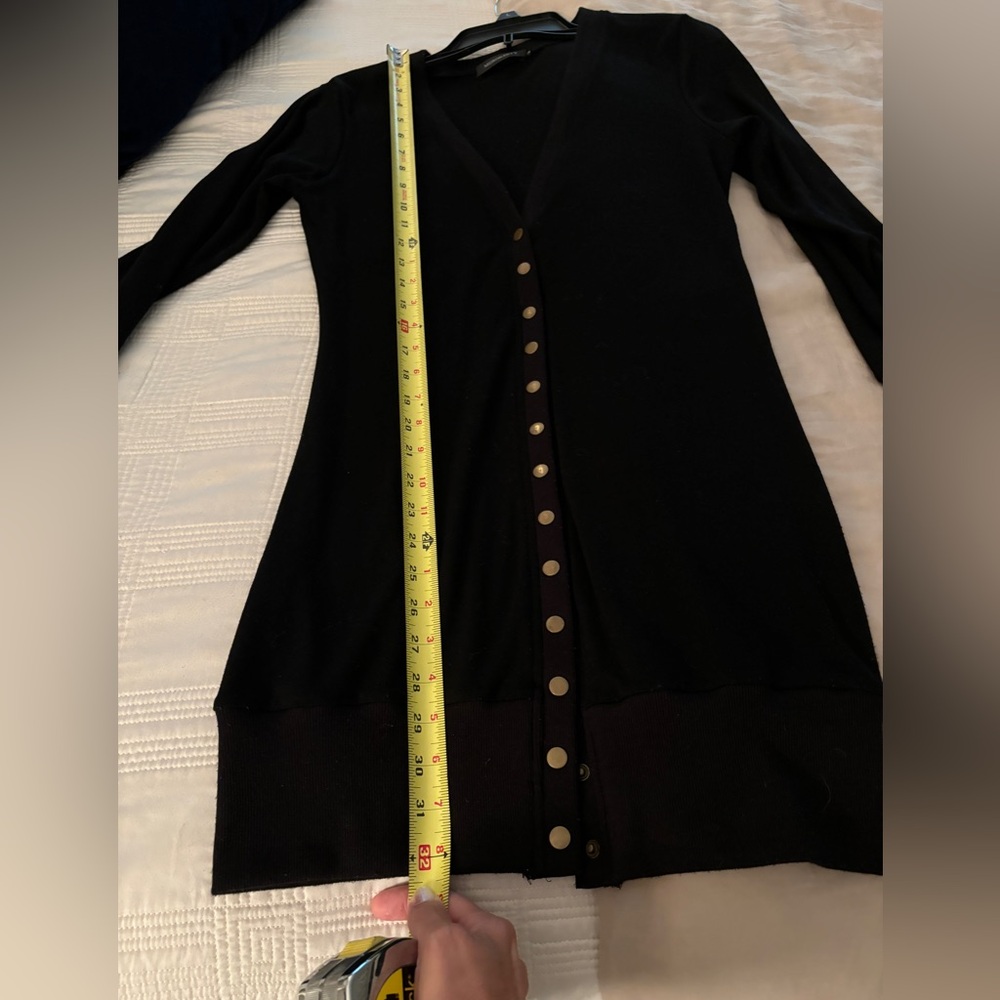 Snap Button Down Ribbed Cardigan Black Size S - Picture 7 of 10